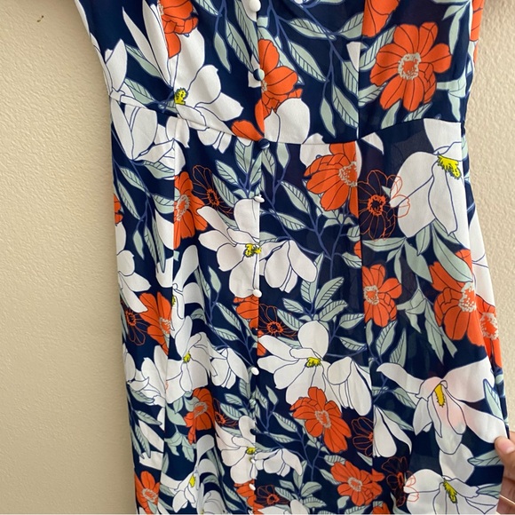 Lulus Pretty Poppies Navy Blue Floral Print Sheer Midi Dress EUC Size - S - Picture 10 of 13